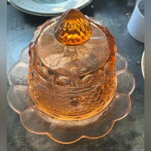 Mosser Glass Carnival Glass Covered Butter or Cheese Dish
